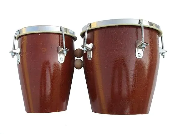 sai musical super band 7 Inch Professional Two Piece Hand Made Wooden Bango Drum Set (Brown)